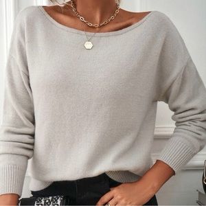 Boat Neck Drop Shoulder Sweater
